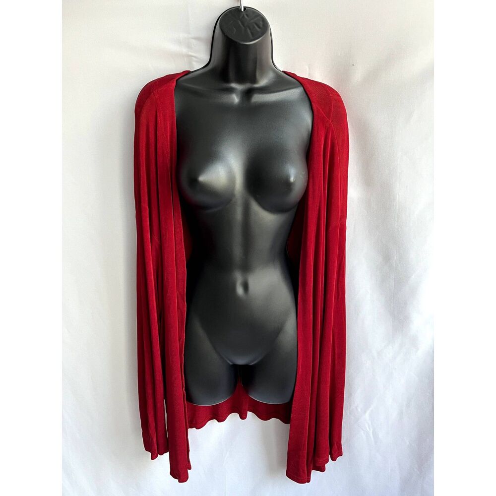 Vintage Touch of Class Clothing Slinky Red Cardigan Plus Size 2X/3X Open Acetate